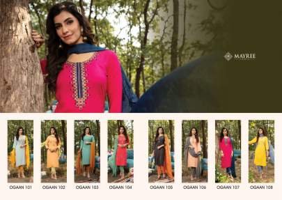 Ogaan Neck Work Straight Kurtis Cataloge By Mayree Brand