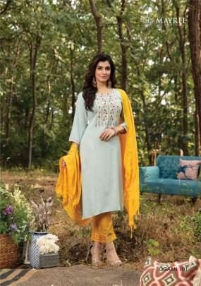 Ogaan Neck Work Straight Kurtis Cataloge By Mayree Brand