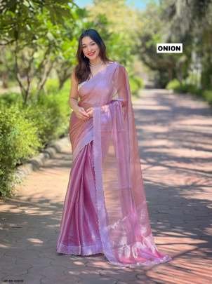 Onion Party Wear Diamond Work Burberry Silk Saree