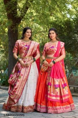 Orange Color Classic Jacquard Silk Paithani Lehenga Choli