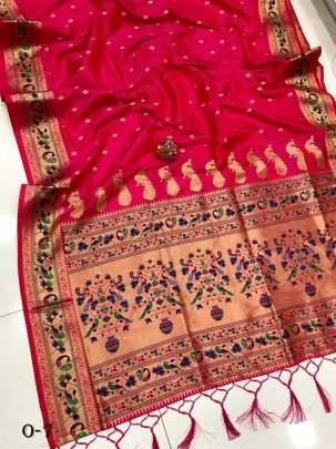 Super Soft Kasturi Rani Pink Silk Saree With Gold Zari Weaving