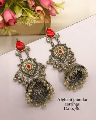 Oxidized Red Stone Navratri  Earring