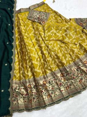 Paithani Style Yellow Colour Lehenga