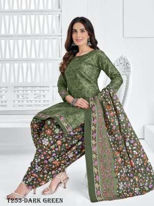 Panjabi Patiala Dark Green Pure Cotton Ready Made Dress