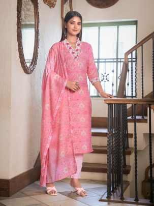 Para Studio Cotton House Designer 3pcs Kurti Set