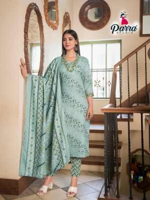 Para Studio Cotton House Designer 3pcs Kurti Set