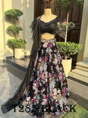 Party Wear Black Georgette Embroidery Sequence Work Lehenga Choli