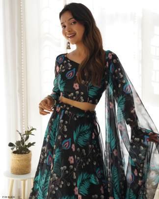 Party Wear Black Lehenga Choli With Dupatta