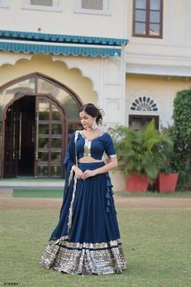 Party wear Designer Sequence Work Ram Color Lehenga Choli