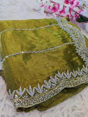 Party Wear Green Zimmy Choo Handwork Saree