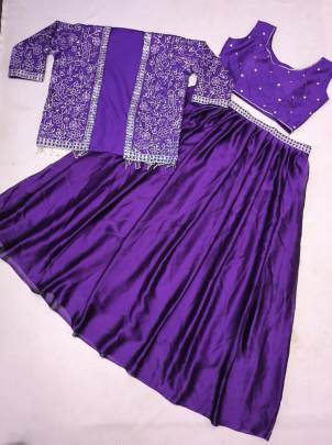 Party Wear Purple Colour Embroidery Work Lehenga With Koti 