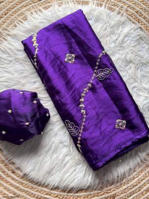 Party Wear Purple Jimmy Choo Handwork Saree