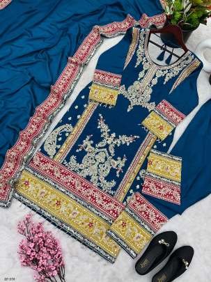 Party Wear Readymade Chinon Silk Suits