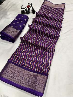Party Wear Soft Semi Binny Purple Silk Saree