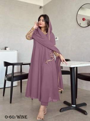 Party Wear Light Wine Colour Anarkali Gown