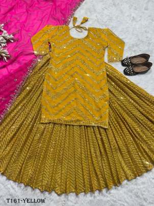 Party Wear Yellow Georgette Lehenga Choli