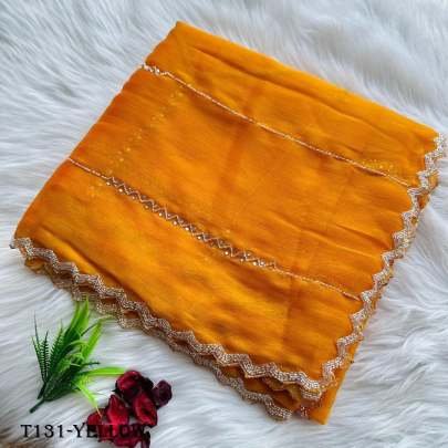 Party Wear Yellow Jimmy Choo Handwork Saree 