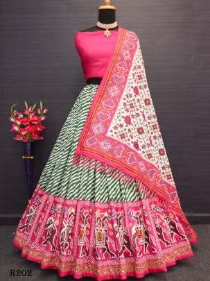 Pista Patola Digital Printed Muslin Cotton Lehenga Choli