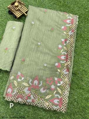 Pickle Green Slub Silk Wedding Wear Saree