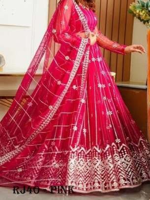 Pink Butterfly Net 9mm Sequence Work Lehenga Choli Dupatta Set