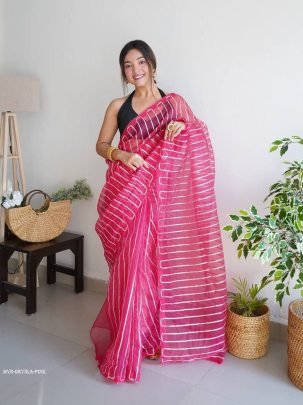 Pink Devika Gota work Pure Organza Saree
