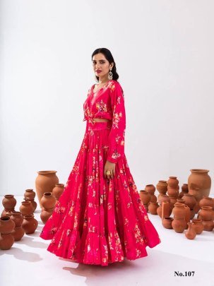 Pink Floral Indo Western Dress