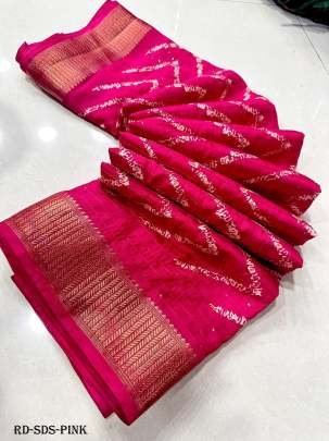 Pink Sequins Work Dola Silk Saree