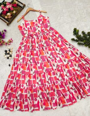 Pink Sleeveless Muslin One Piece Maxi Dress