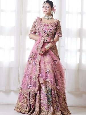 Pink Wedding Designer Georgette Lehenga Choli