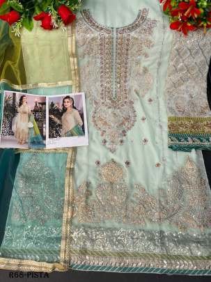 Pista Designer Sequence Work Georgette Semi Stitched Suits