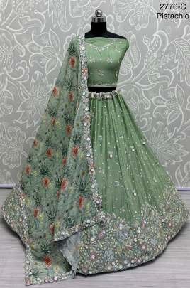 Pista Designer Wedding Lehenga Choli With Attractive Look