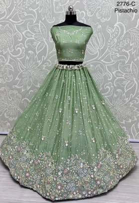 Pista Designer Wedding Lehenga Choli With Attractive Look