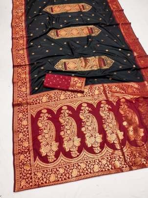 Premium Black Pure Banarasi Silk Saree