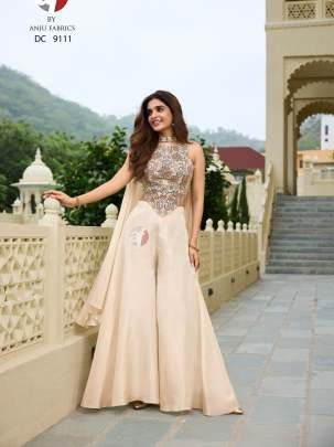 Premium Cream Indo Western Dresses By Anju Fashion