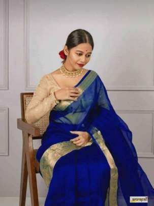 Premium Dyeable Skirt Border Saree in Banarasi Kora Organza