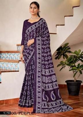 Premium Pure Cotton Purple Saree and Blouse