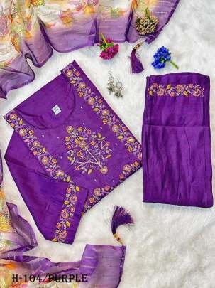 Premium Purple Color Kurti Pant With Dupatta