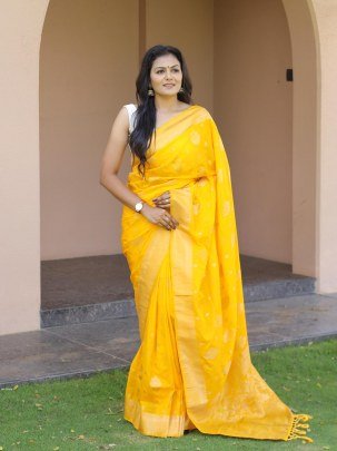 Premium Yellow Silk Sarees for Women