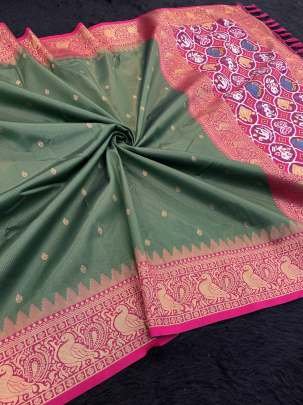 Premium Wedding Mehendi Kanjivaram Patola Pallu Sarees