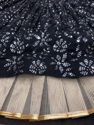 Presenting Bold And Beautiful Black Georgette Lehenga Choli Set