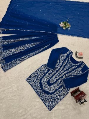 Presenting New Blue Palazo Set With Sequence Touch