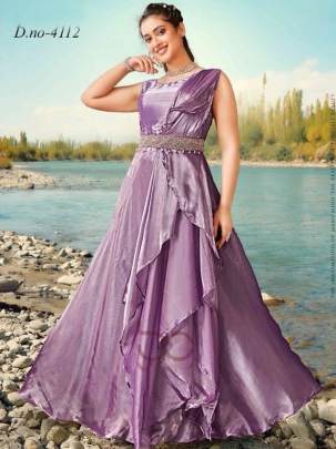 Presenting Silk Embroidery Indo Western Gown With Belt