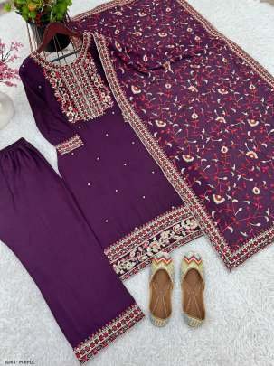 Pretty Purple Color Embroidery Salwar Suit