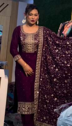 Pretty Purple Color Embroidery Salwar Suit