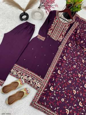 Pretty Purple Color Embroidery Salwar Suit