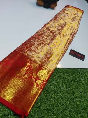 Printed Red Kanjivaram Pattu Silk Saree