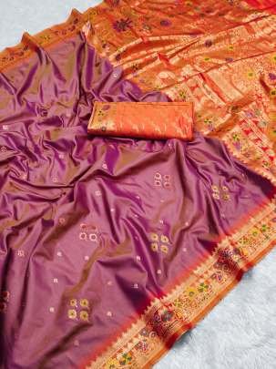 Pure Banarasi Silk Gajri Color Saree