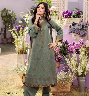 Pure Georgette Sequence Designer Grey Readymade Suit