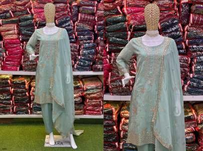 Pure Georgette Sequence Designer Grey Readymade Suit