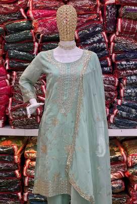 Pure Georgette Sequence Designer Grey Readymade Suit